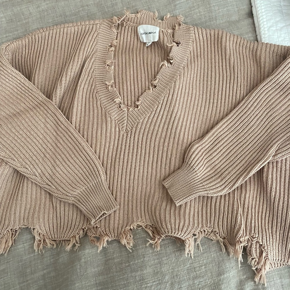 Grey Bandit Distressed Tan Sweater